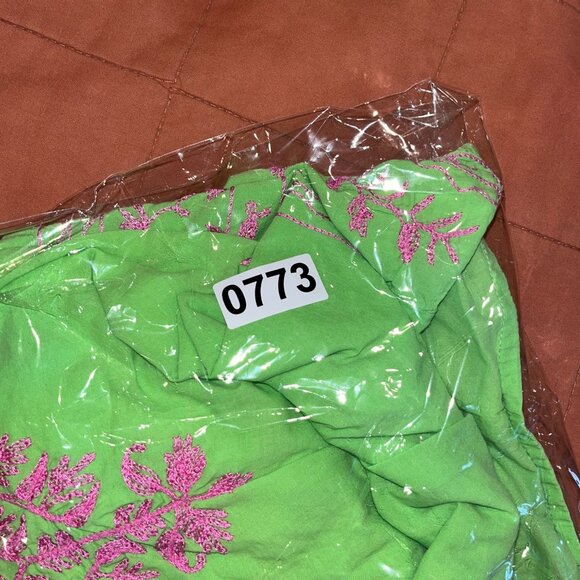 Gretchen Scott Green Cotton Tunic Top Embroidered V-Neck 3/4 Sleeves L boho - Picture 10 of 10